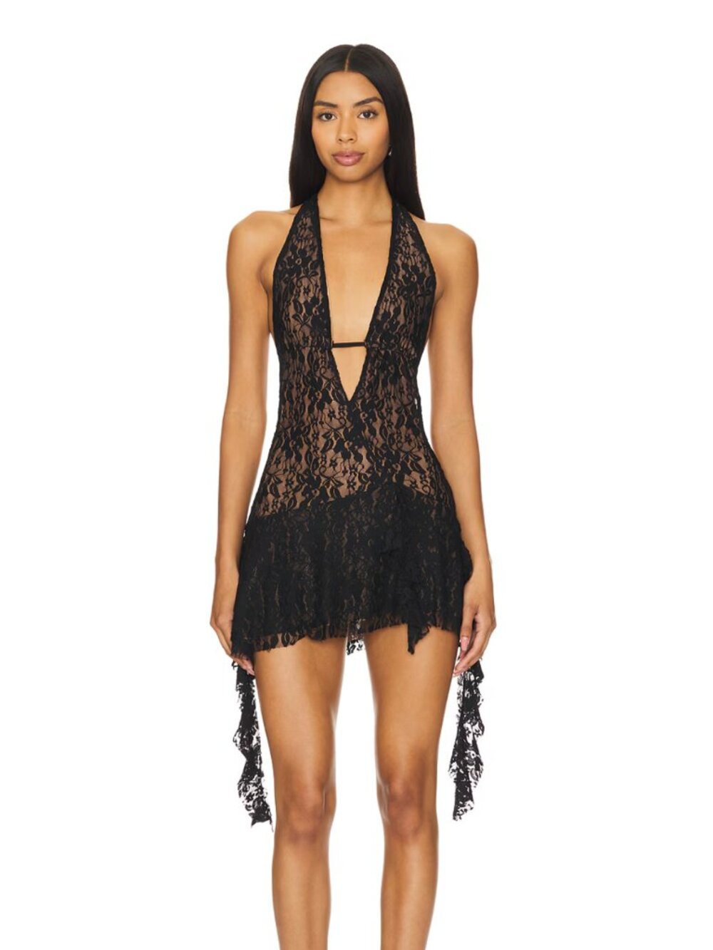 NEW I.AM.GIA Irisia Lace Mini Dress in Black Sheer Halter Backless XXS I AM GIA - Picture 1 of 4